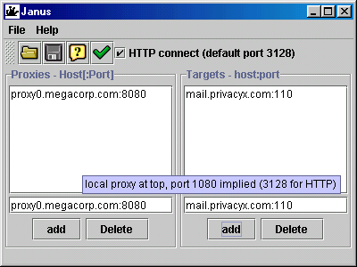 Janus screen shot Janus GUI screen shot